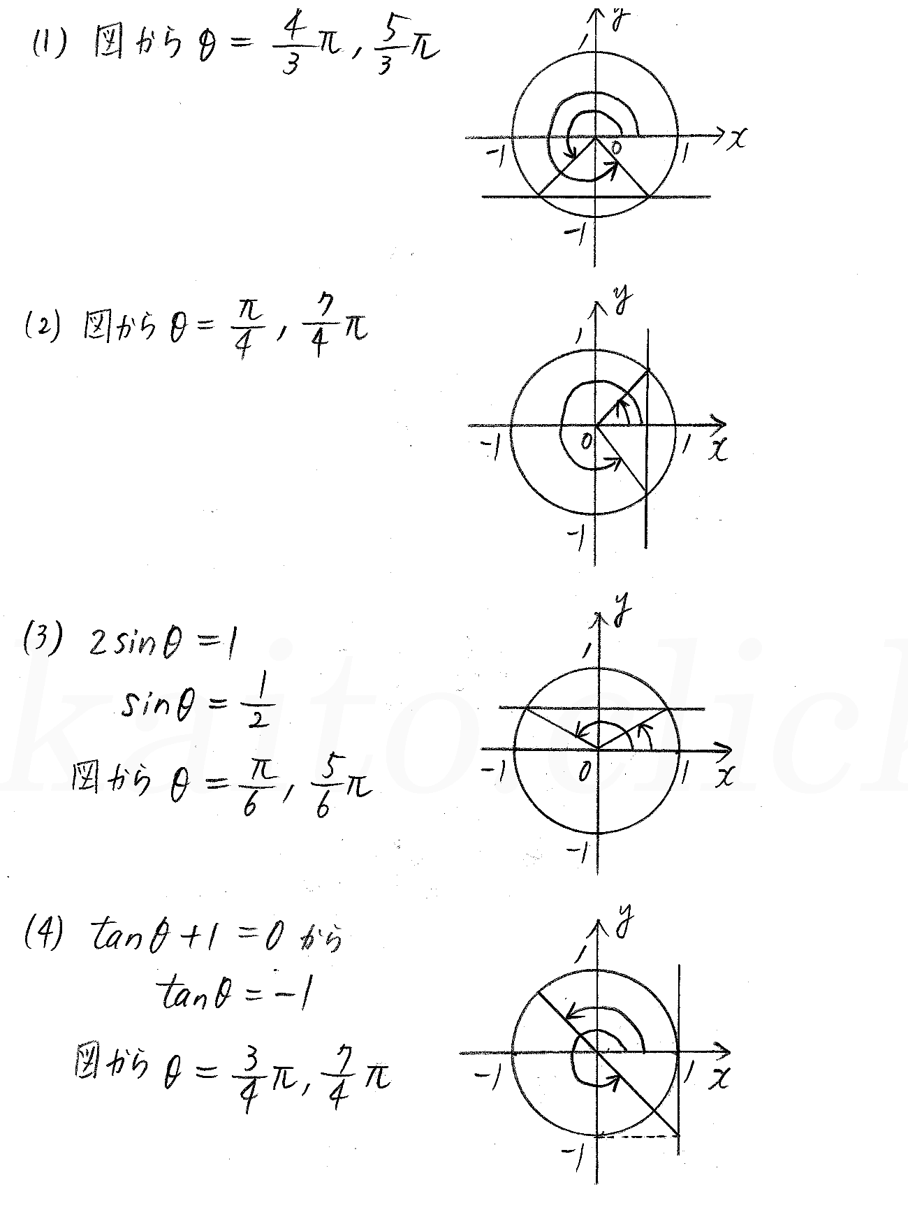 改訂版 3trial数学 P65 ５ 三角関数を含む方程式 不等式