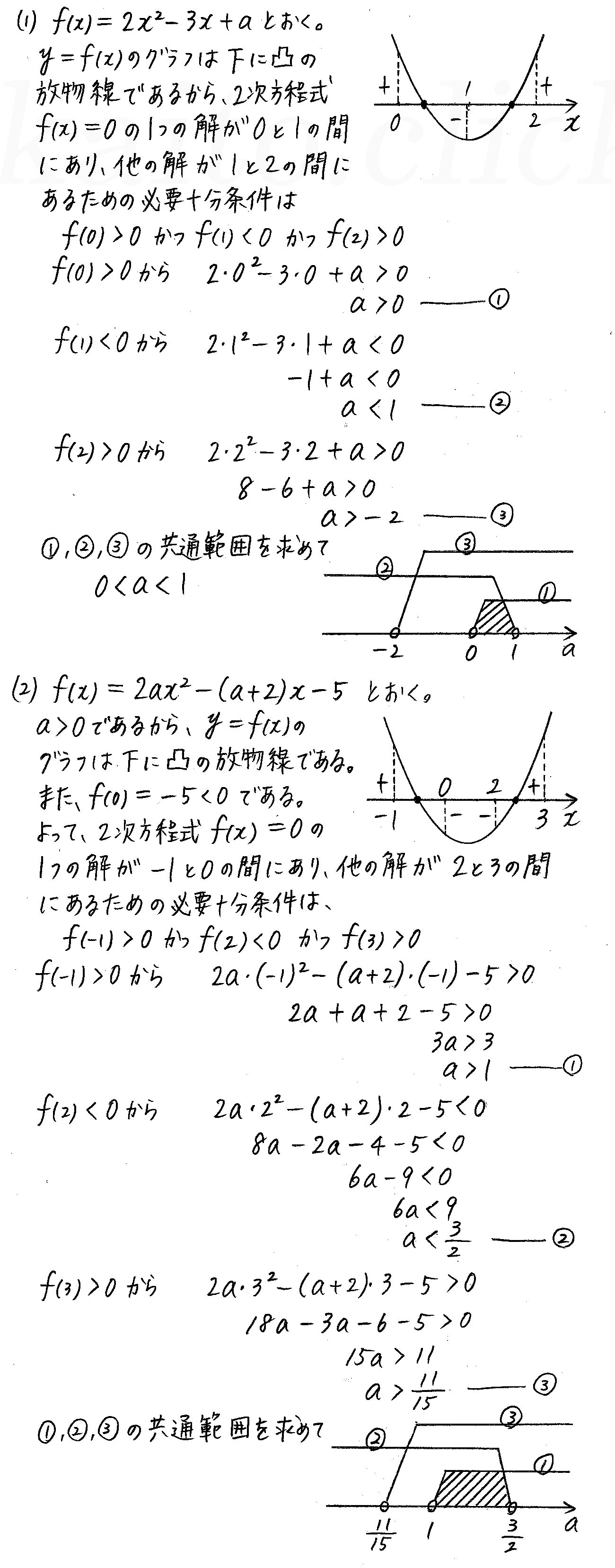 改訂版 4step数学 P53 ７ グラフと２次不等式